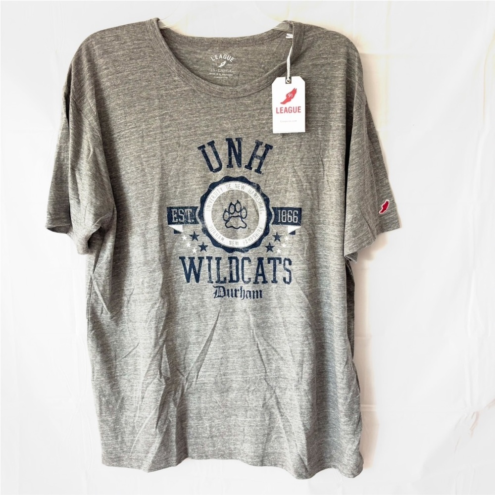 NWT League UNH Wildcats Gray Blue T-Shirt SZ 2X